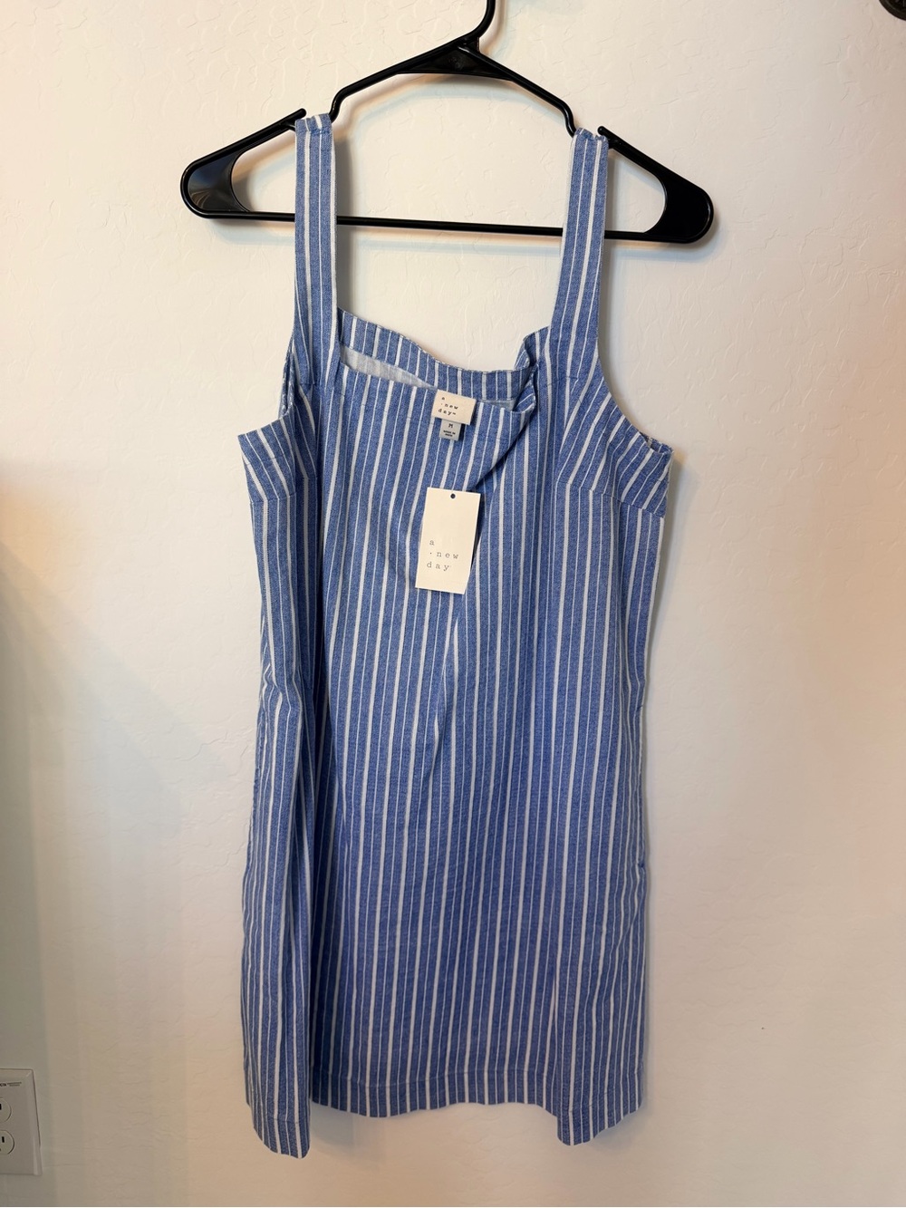a new day Blue & White Vertical Stripe Tank Dress